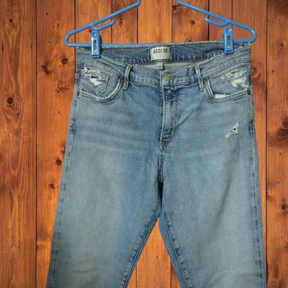 AGOLDE Size 28 Sophie Cropped Skinny Distressed Blue Jeans Style # A018 C-812